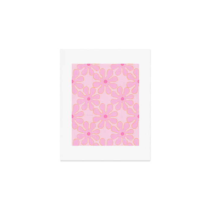 Pink Floral 70s Style Groovy Flowers Art Print Gallery Image 1