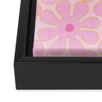 Pink Floral 70s Style Groovy Flowers Framed Canvas Print Gallery Image 3