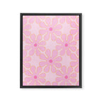 Pink Floral 70s Style Groovy Flowers Framed Canvas Print Gallery Image 8