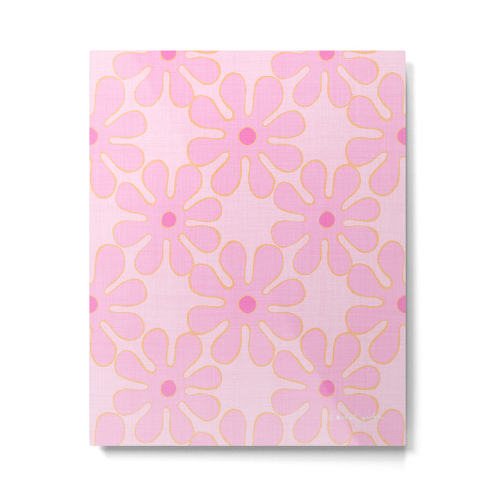 Pink Floral 70s Style Groovy Flowers Metal Print Gallery Image 1