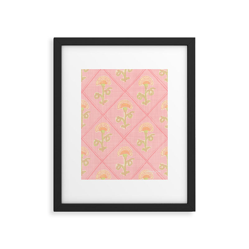 Provence Cottage Floral in Pink Linen  Framed Art Print Gallery Image 6