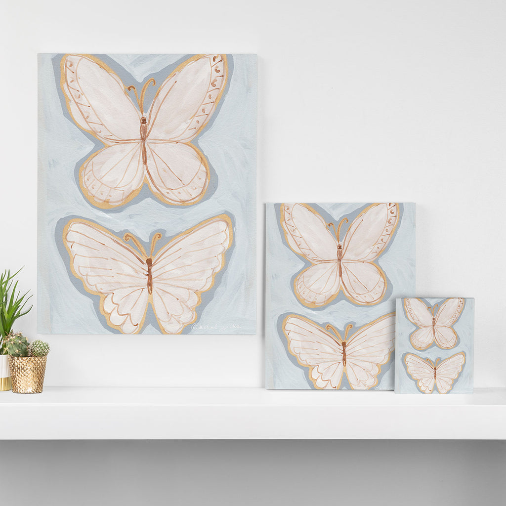 Two Butterflies on Blue Canvas Print Gallery Image 3