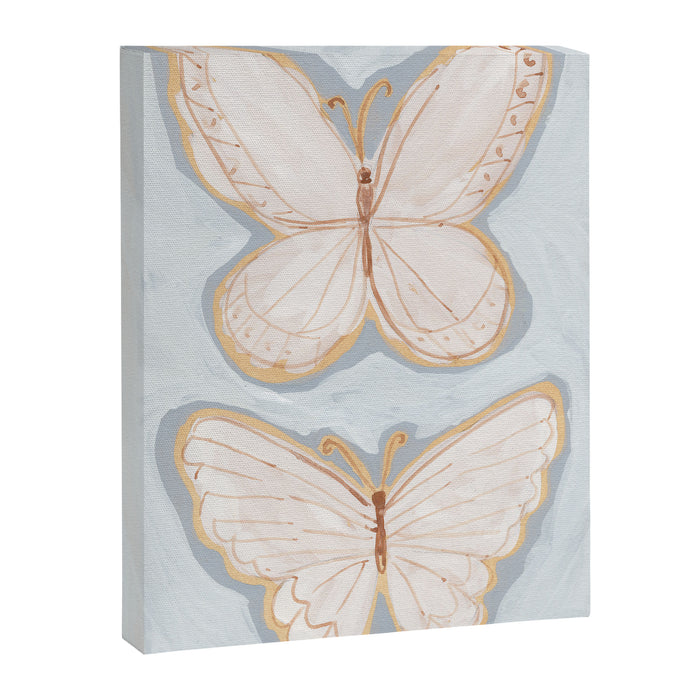 Two Butterflies on Blue Canvas Print Gallery Image 1