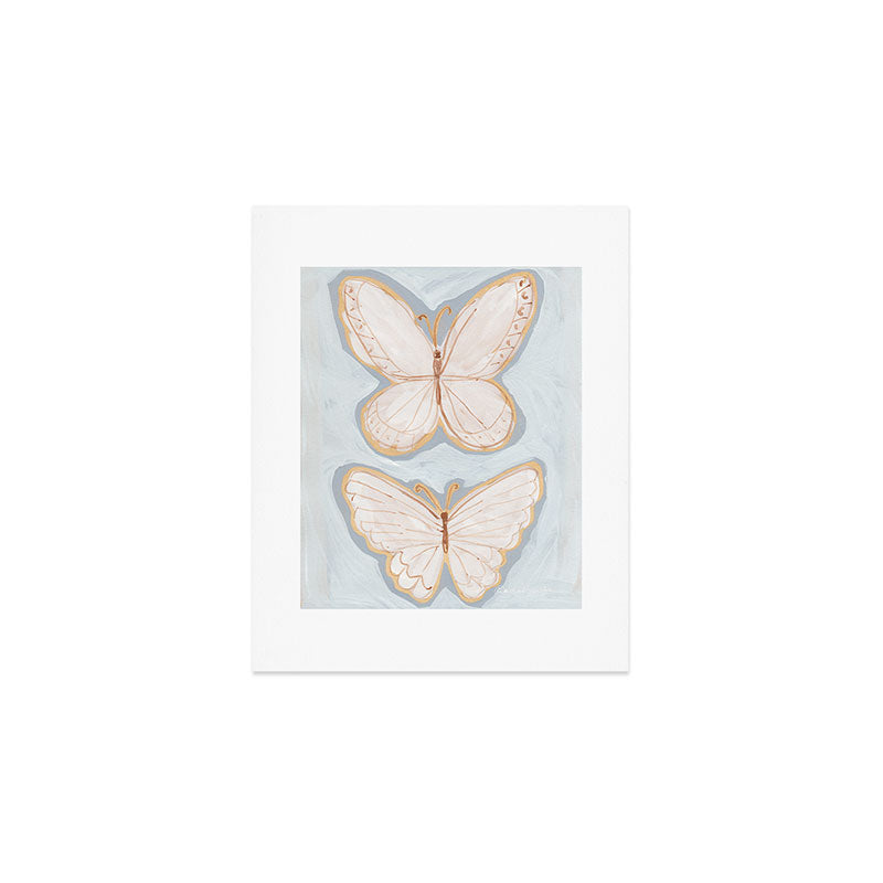 Two Butterflies on Blue Art Print Gallery Image 1