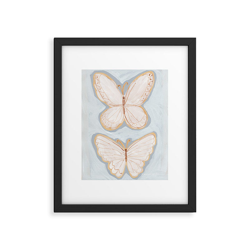 Two Butterflies on Blue Framed Art Print Gallery Image 5