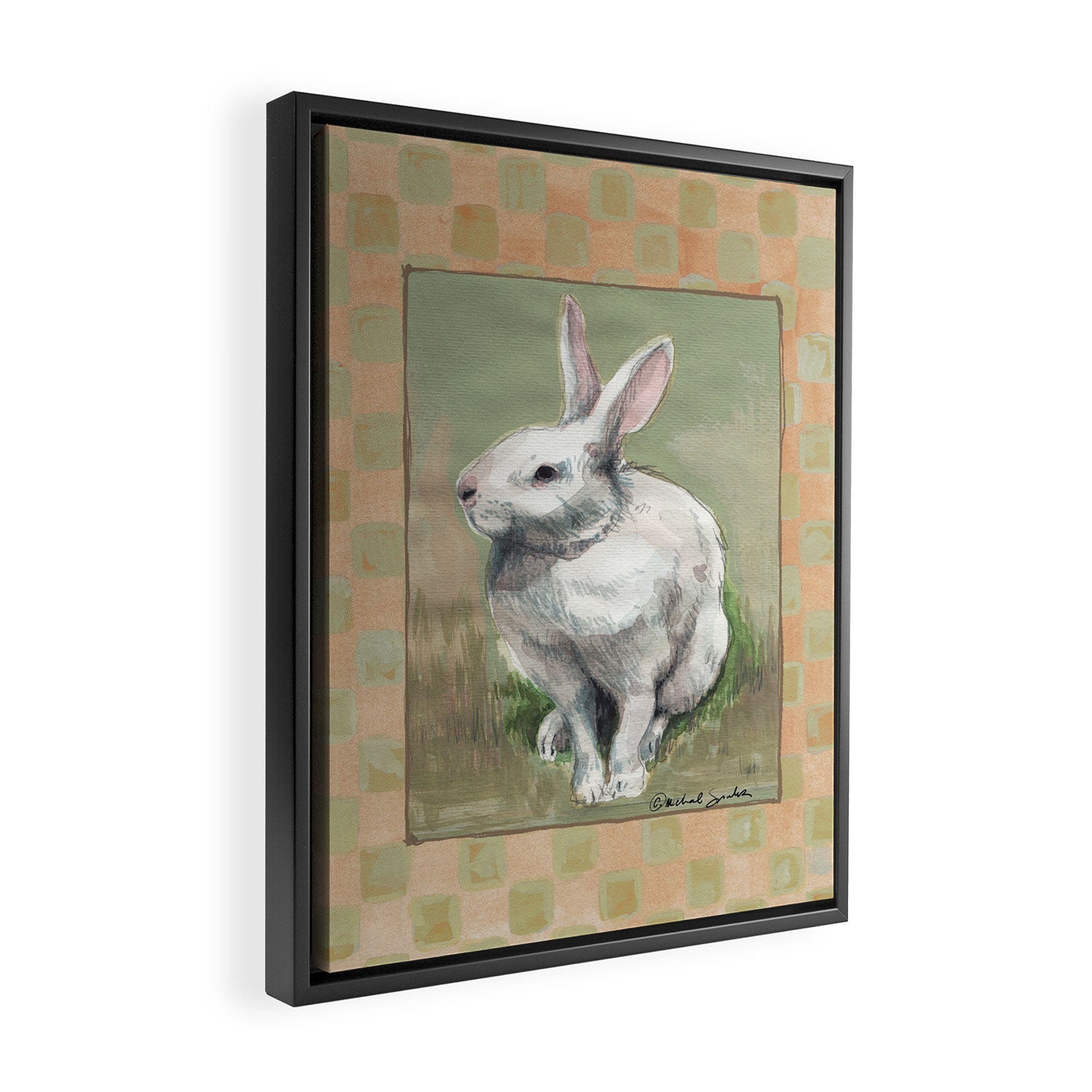White Rabbit Traditional Framed Canvas Print Gallery Image 2