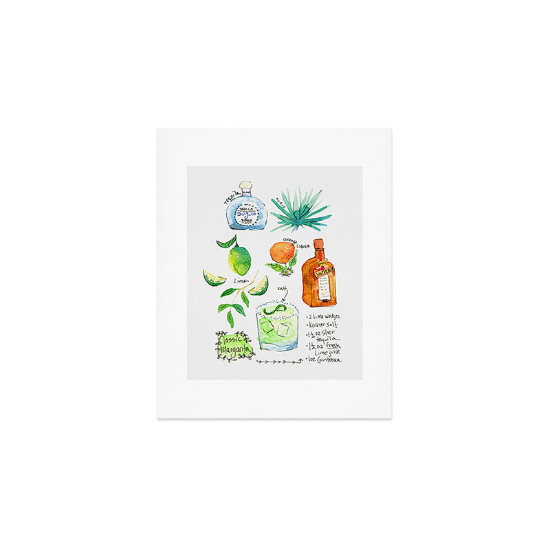 Classic Margarita Cocktail Recipe Art Print Gallery Image 1