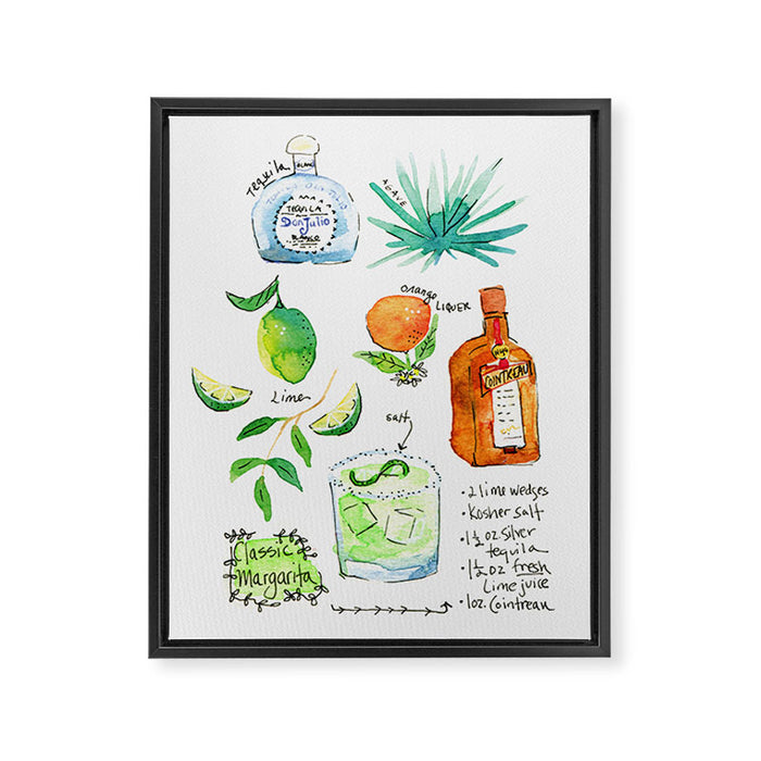 Classic Margarita Cocktail Recipe Framed Canvas Print Gallery Image 1