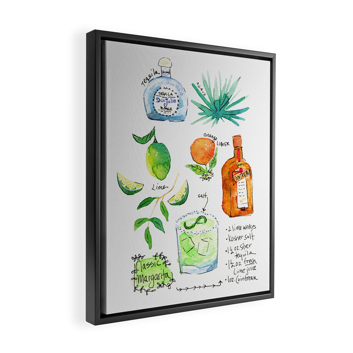 Classic Margarita Cocktail Recipe Framed Canvas Print Gallery Image 2