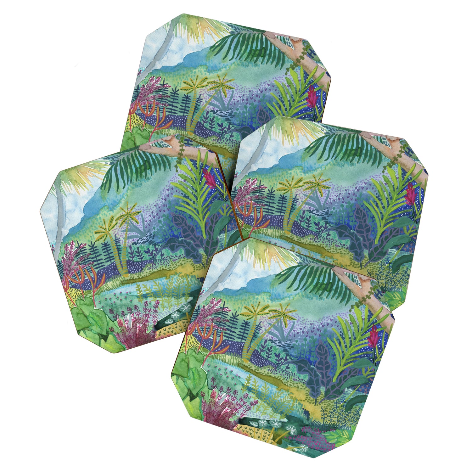Jungle Paradise Watercolor Coaster Gallery Image 1