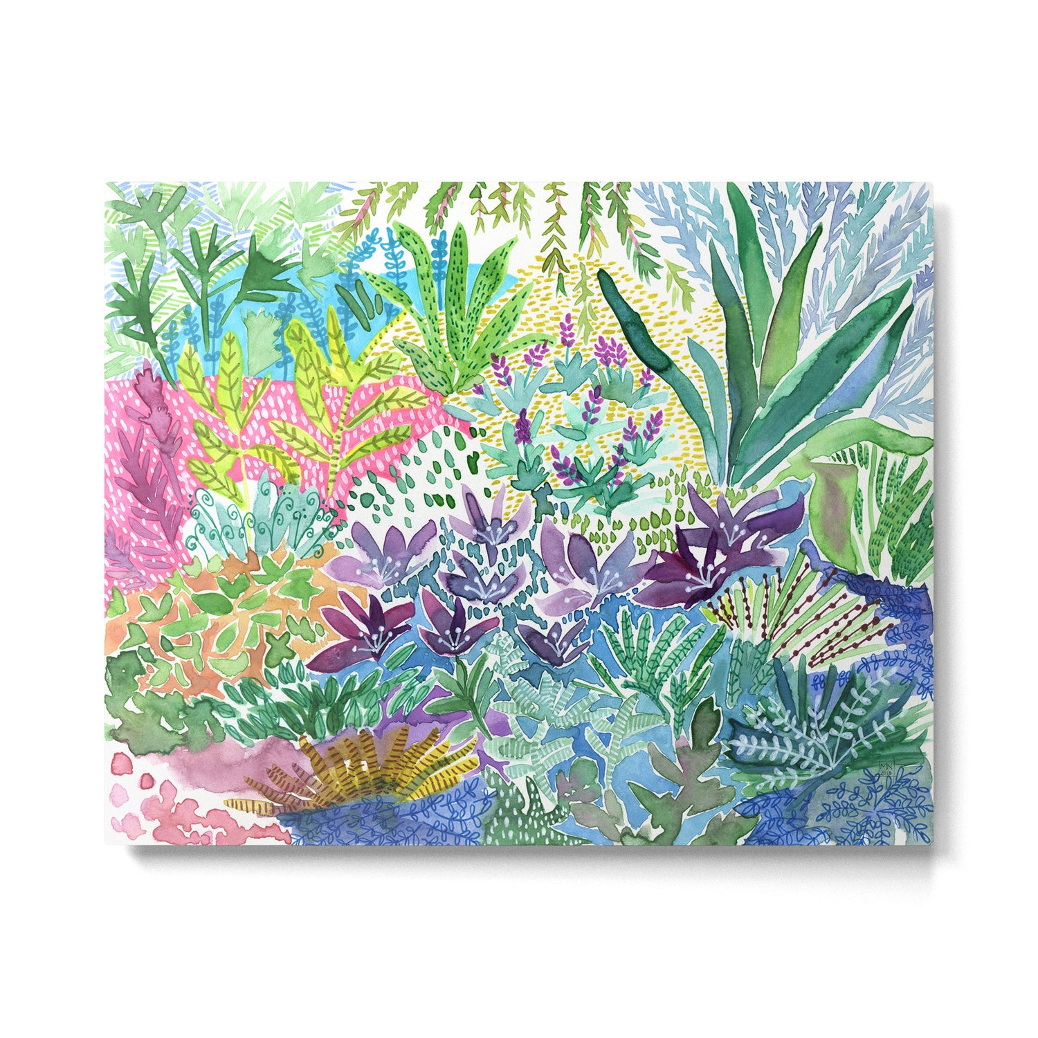Tropical Garden Watercolor Metal Print Gallery Image 4