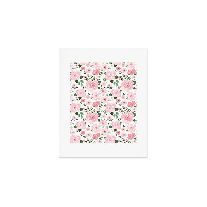 Blush Pink Floral Blooms Art Print Gallery Image 1