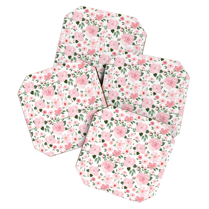 Blush Pink Floral Blooms Coaster Gallery Image 1