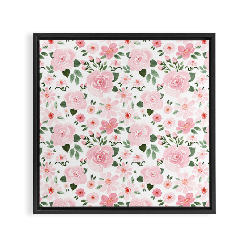 Blush Pink Floral Blooms Framed Canvas Print Gallery Image 3