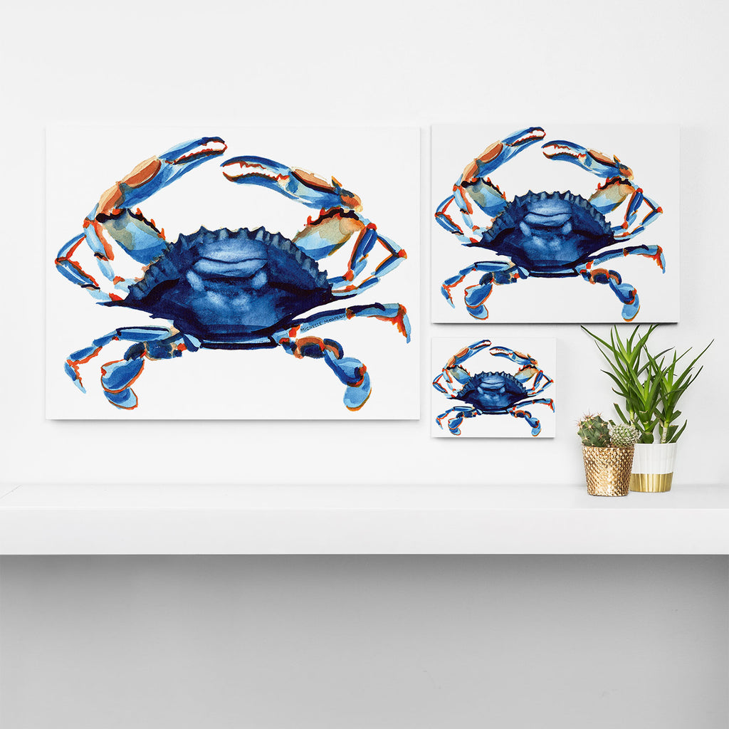 Watercolor Blue Crab Canvas Print Gallery Image 3