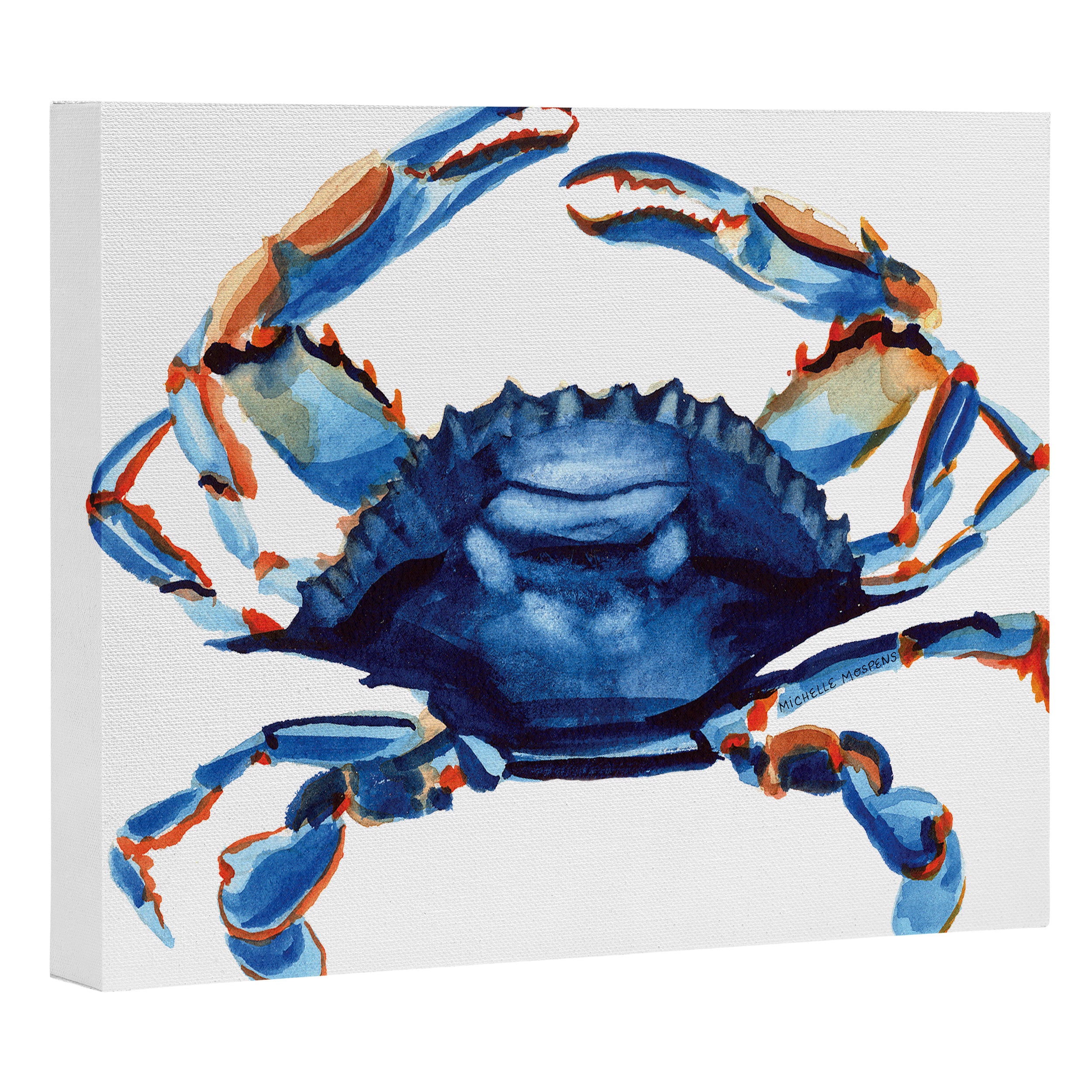 Watercolor Blue Crab Canvas Print Gallery Image 3