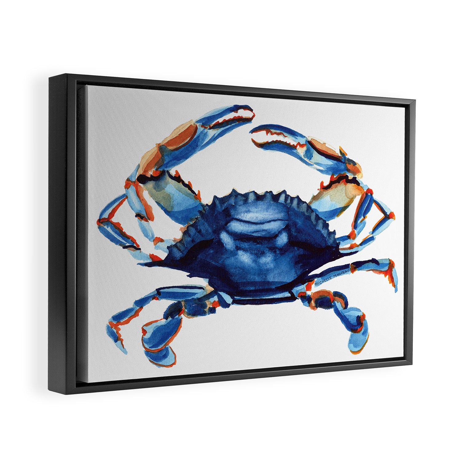 Watercolor Blue Crab Framed Canvas Print Gallery Image 2