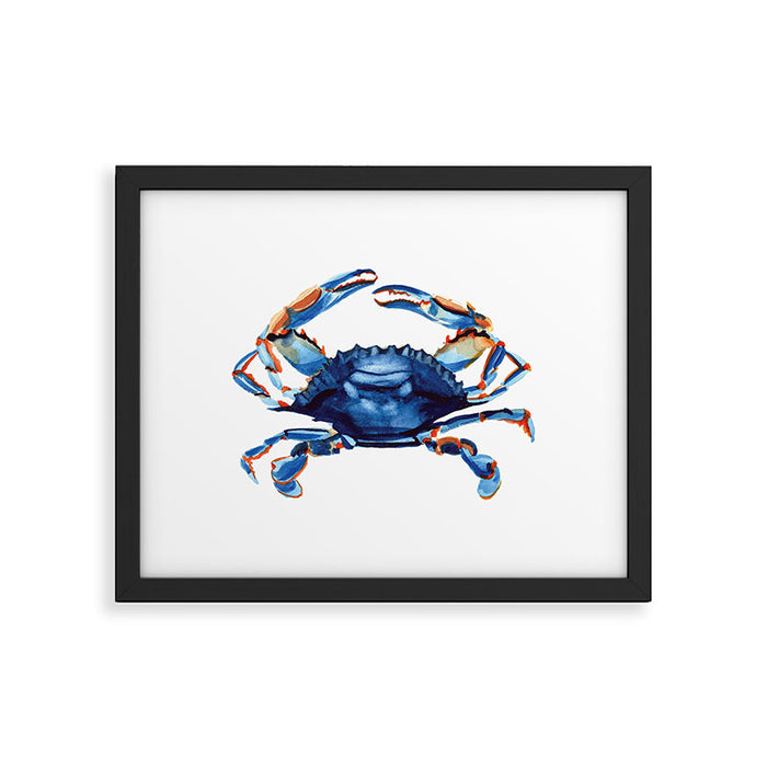 Watercolor Blue Crab Framed Art Print Gallery Image 1