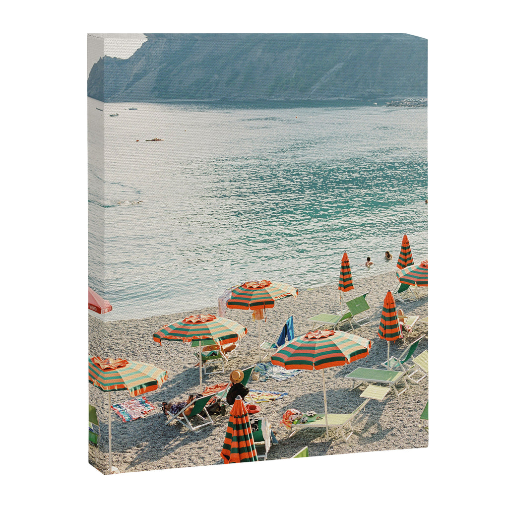 Monterosso al Mare, Cinque Terre | Beach with umbrellas | Travel Photography Print Canvas Print Gallery Image 6