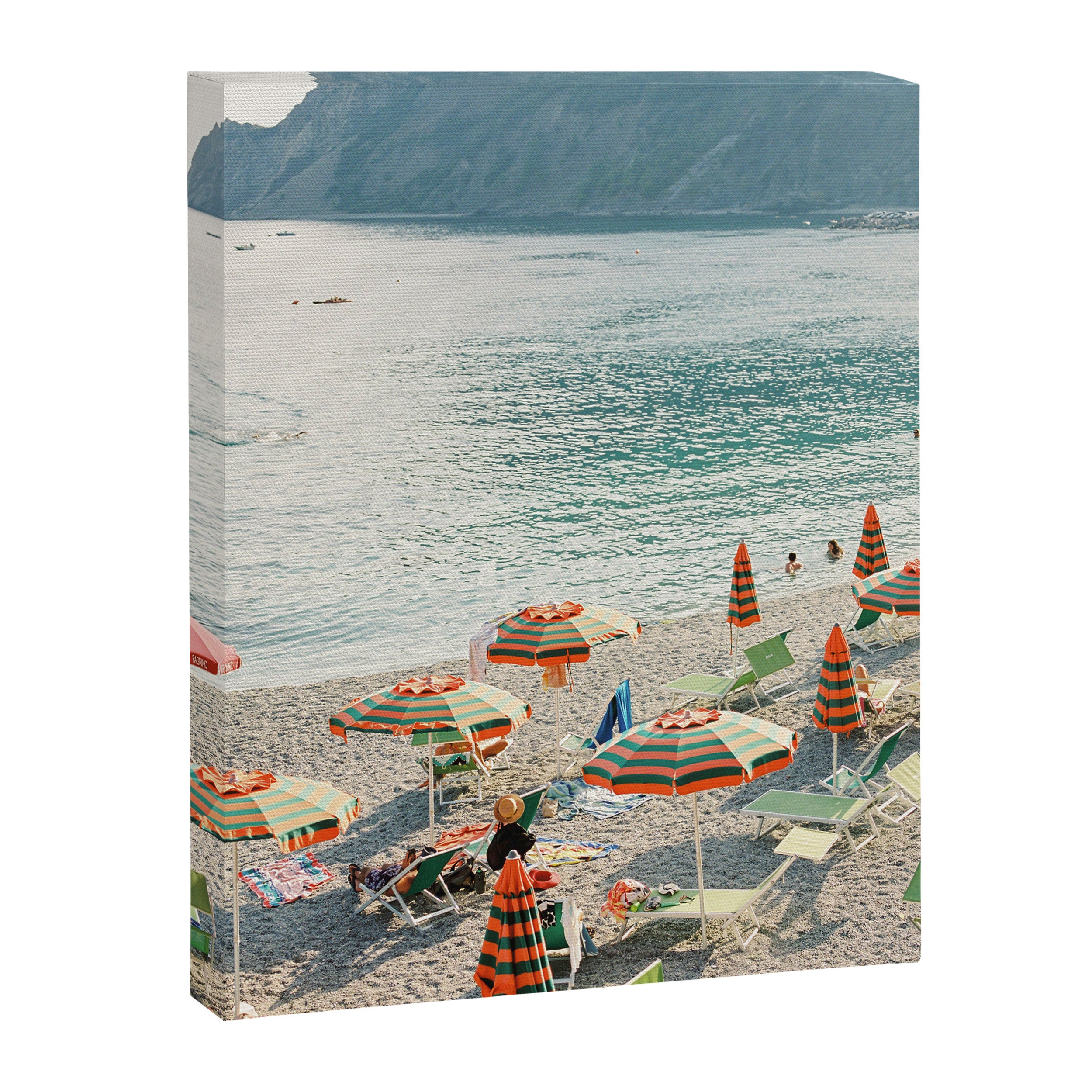 Monterosso al Mare, Cinque Terre | Beach with umbrellas | Travel Photography Print Canvas Print Gallery Image 6