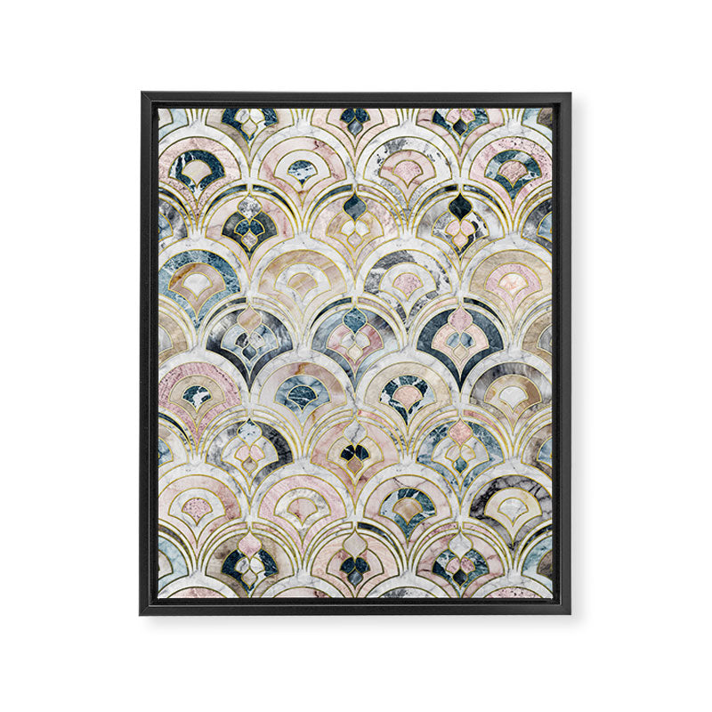 Art Deco Marble Tiles in Soft Pastels Framed Canvas Print Gallery Image 6