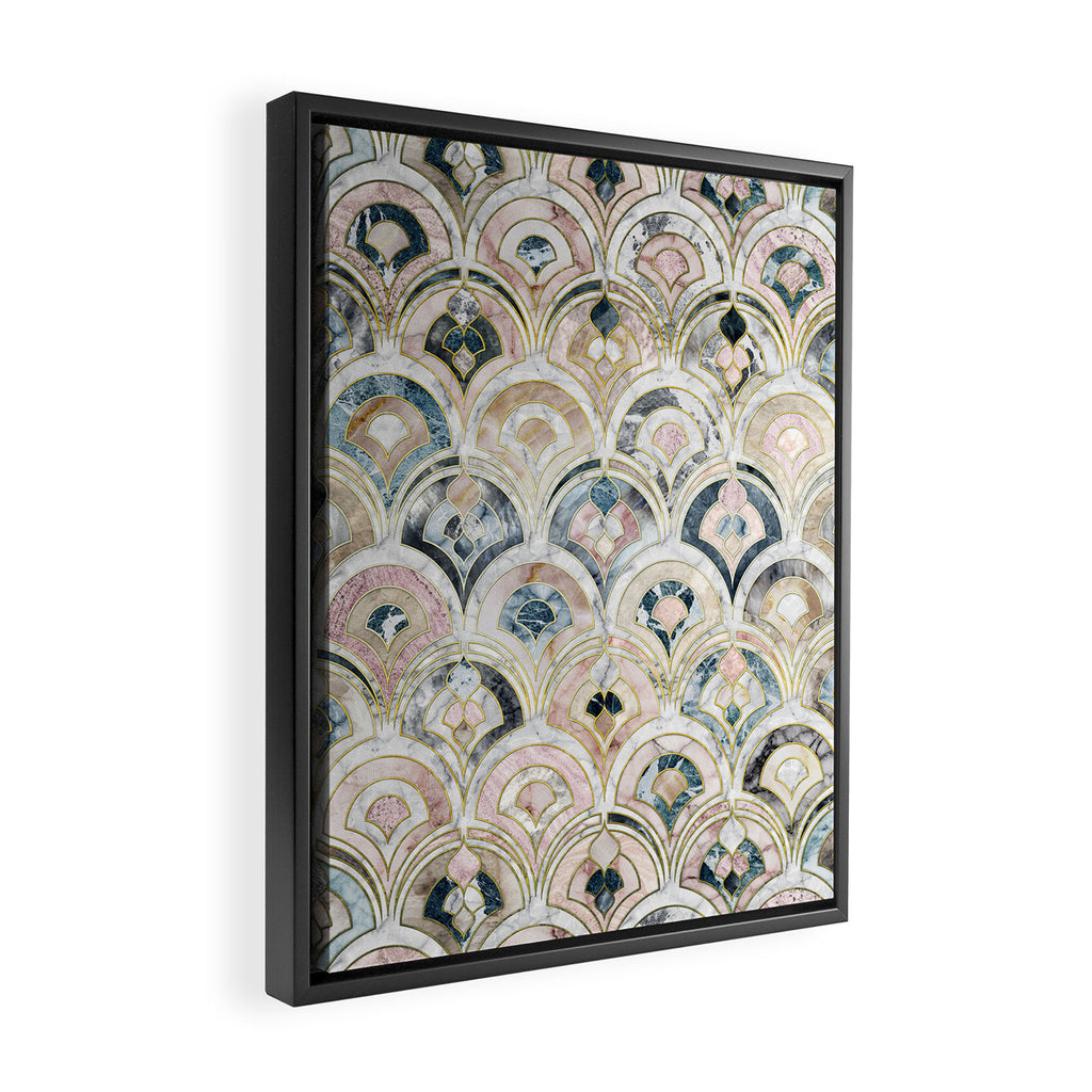 Art Deco Marble Tiles in Soft Pastels Framed Canvas Print Gallery Image 2