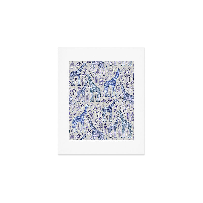 Blue Giraffe Pattern Art Print Gallery Image 1
