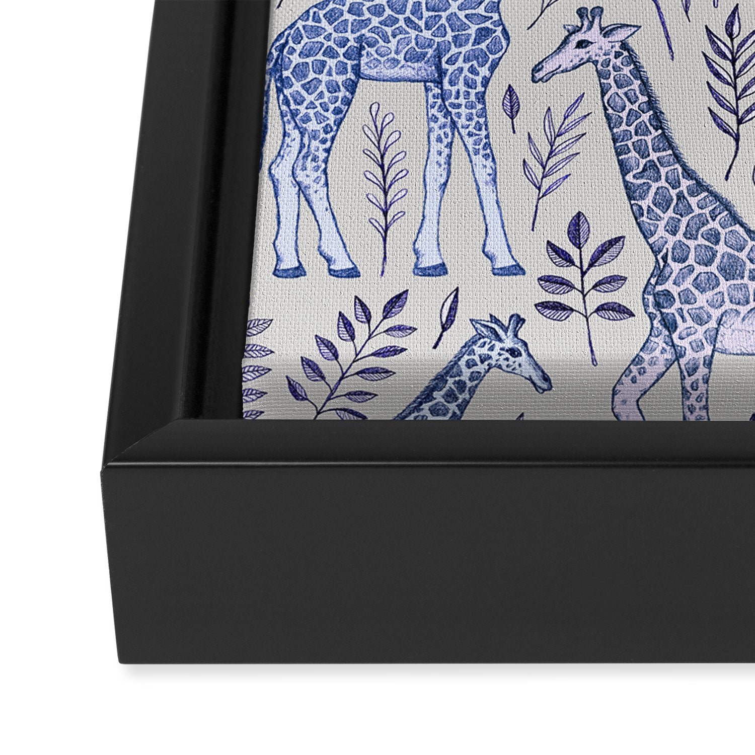 Blue Giraffe Pattern Framed Canvas Print Gallery Image 3