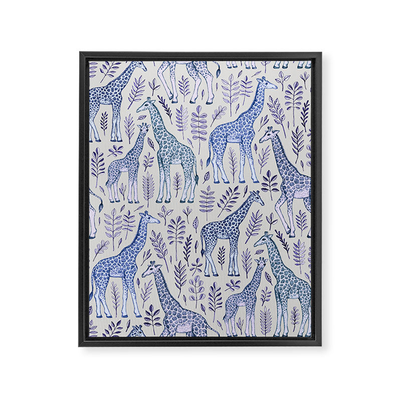 Blue Giraffe Pattern Framed Canvas Print Gallery Image 6