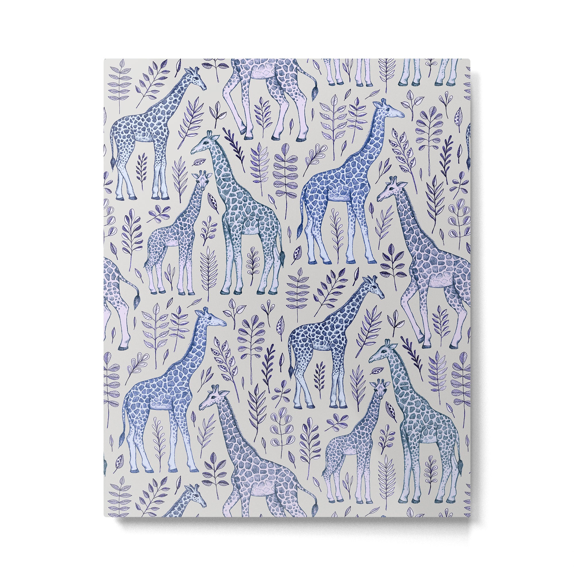 Blue Giraffe Pattern Metal Print Gallery Image 4