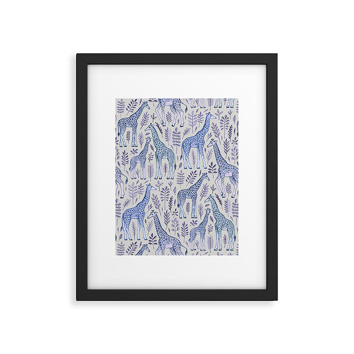 Blue Giraffe Pattern Framed Art Print Gallery Image 1