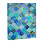 Cobalt Blue, Aqua & Gold Decorative Moroccan Tile Pattern Canvas Print Gallery Image 6