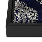 Cream Floral Moroccan Pattern on Deep Indigo Ink Framed Canvas Print Gallery Image 3