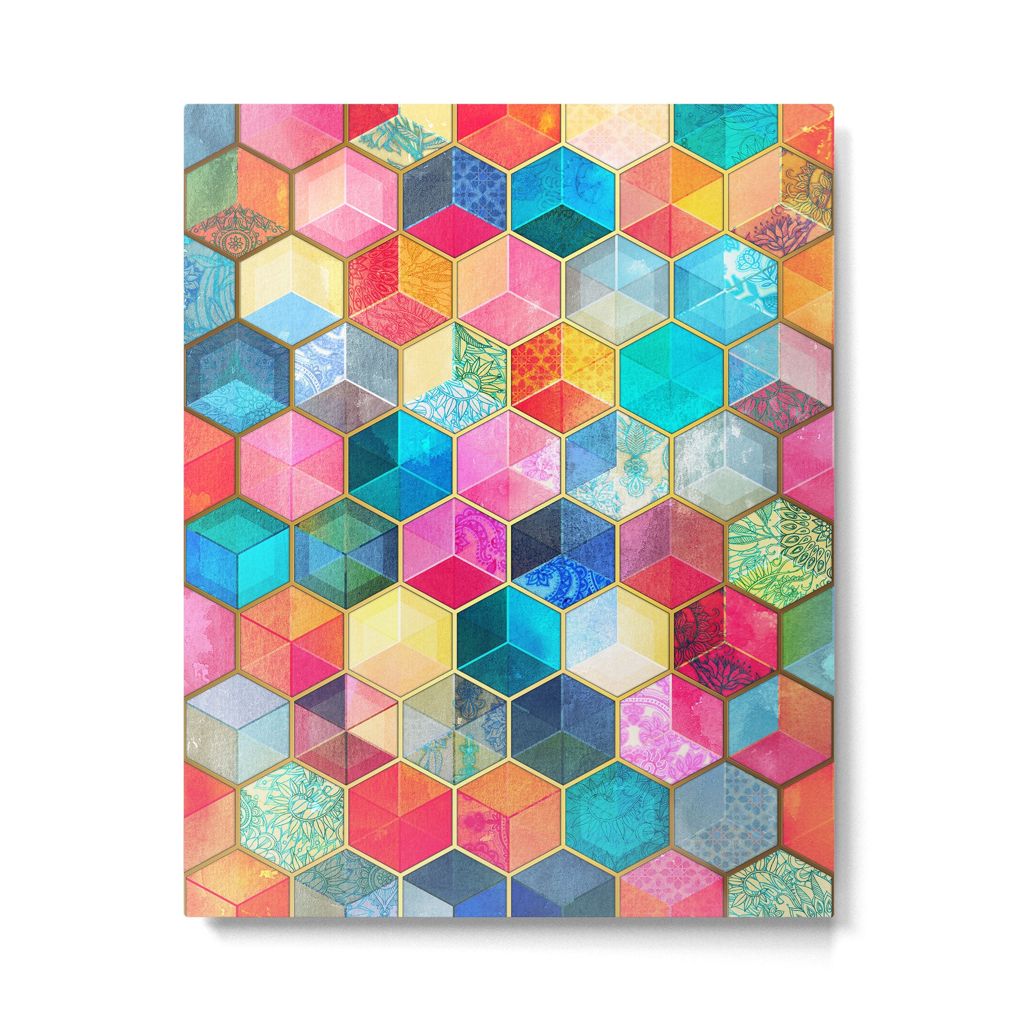 Crystal Bohemian Honeycomb Cubes - colorful hexagon pattern Metal Print Gallery Image 4