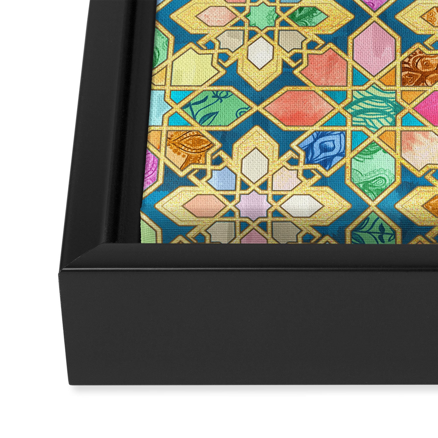 Gilded Moroccan Mosaic Tiles Framed Canvas Print Gallery Image 3