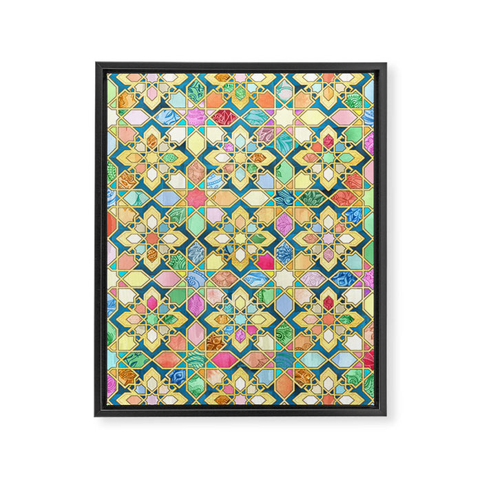 Gilded Moroccan Mosaic Tiles Framed Canvas Print Gallery Image 1