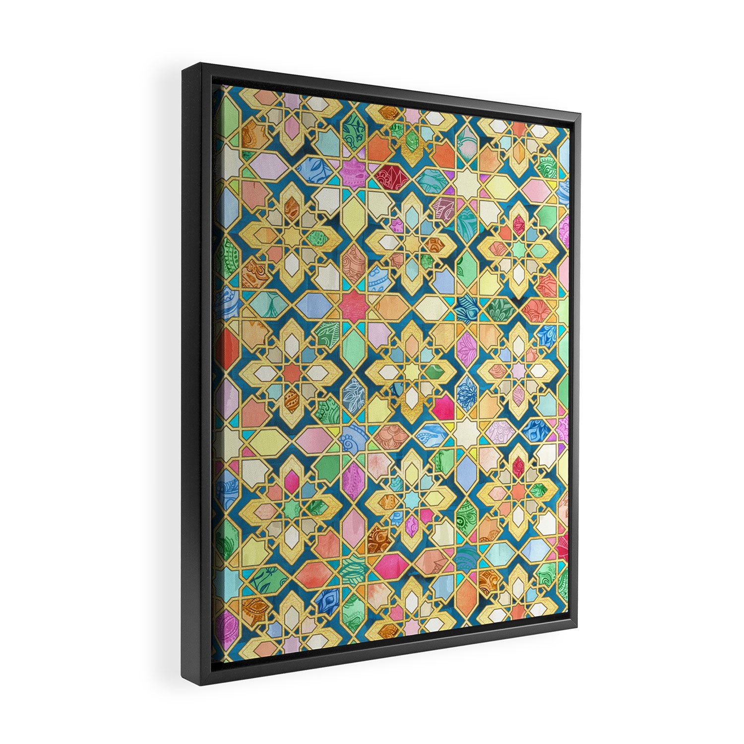 Gilded Moroccan Mosaic Tiles Framed Canvas Print Gallery Image 2