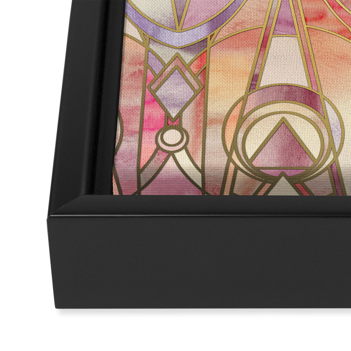 Glowing Coral and Amethyst Art Deco Pattern Framed Canvas Print Gallery Image 3