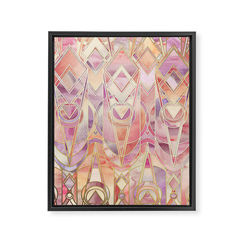 Glowing Coral and Amethyst Art Deco Pattern Framed Canvas Print Gallery Image 6