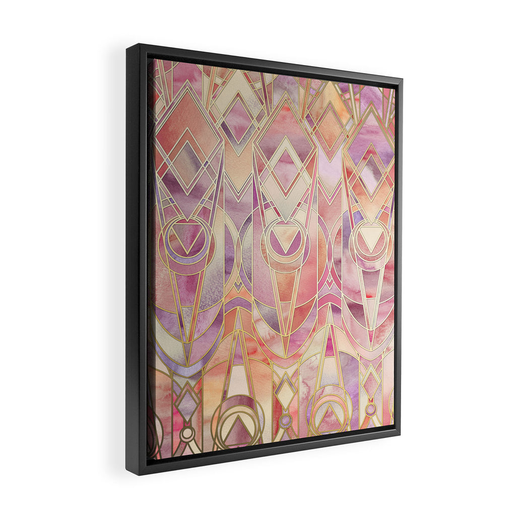 Glowing Coral and Amethyst Art Deco Pattern Framed Canvas Print Gallery Image 2