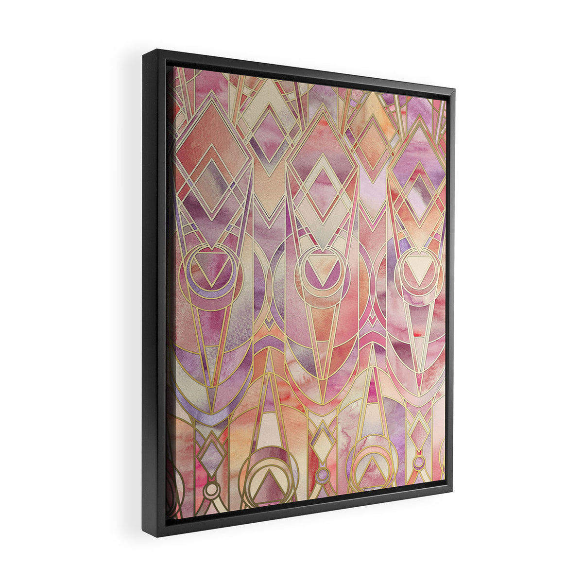 Glowing Coral and Amethyst Art Deco Pattern Framed Canvas Print Gallery Image 2