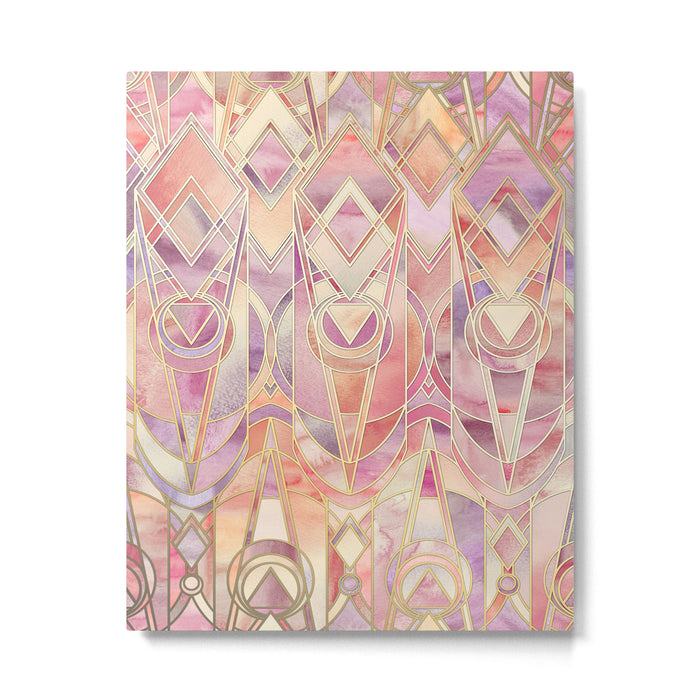 Glowing Coral and Amethyst Art Deco Pattern Metal Print Gallery Image 1