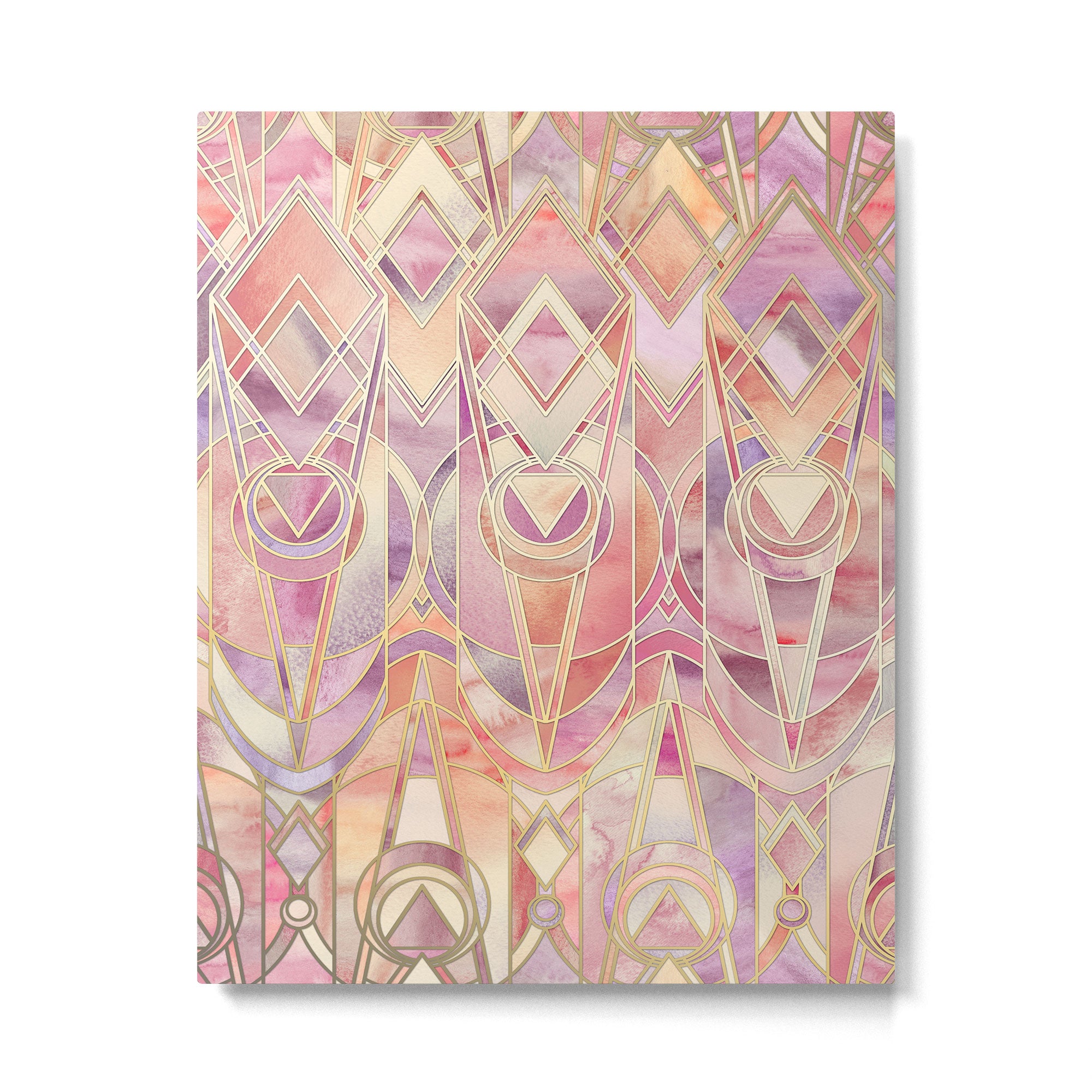 Glowing Coral and Amethyst Art Deco Pattern Metal Print Gallery Image 4