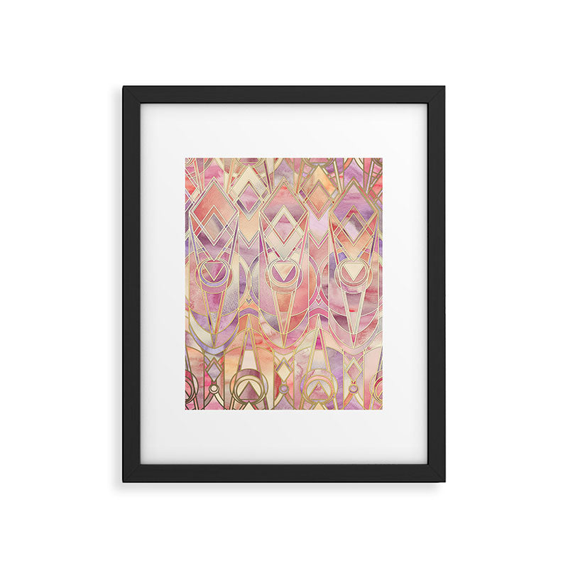 Glowing Coral and Amethyst Art Deco Pattern Framed Art Print Gallery Image 5