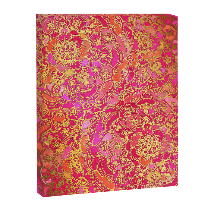 Hot Pink and Gold Baroque Floral Pattern Canvas Print Gallery Image 1