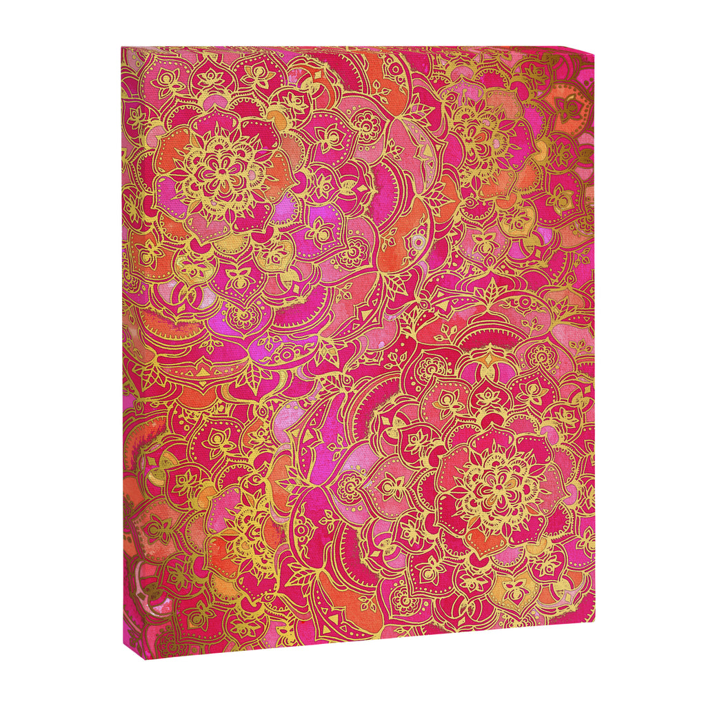 Hot Pink and Gold Baroque Floral Pattern Canvas Print Gallery Image 6