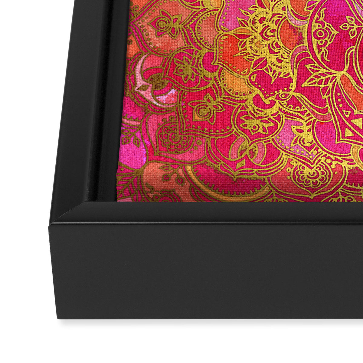Hot Pink and Gold Baroque Floral Pattern Framed Canvas Print Gallery Image 3