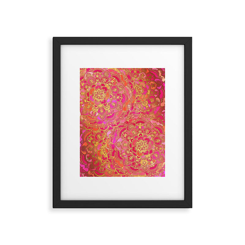 Hot Pink and Gold Baroque Floral Pattern Framed Art Print Gallery Image 5