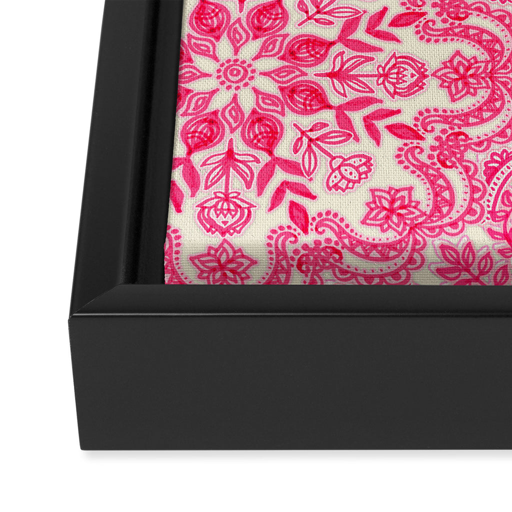 Hot Pink & Soft Cream Folk Art Pattern Framed Canvas Print Gallery Image 3