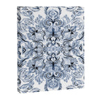 Indigo, Navy Blue and White Calligraphy Doodle Pattern Canvas Print Gallery Image 8
